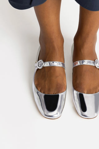 Blair Ballet Flat In Silver Specchio