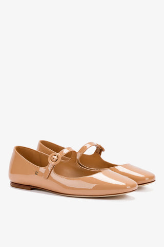 Blair Ballet Flat In Tan Patent Leather Ballet Larroudé