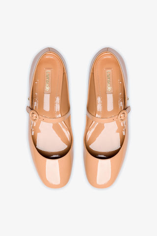 Blair Ballet Flat In Tan Patent Leather Ballet Larroudé