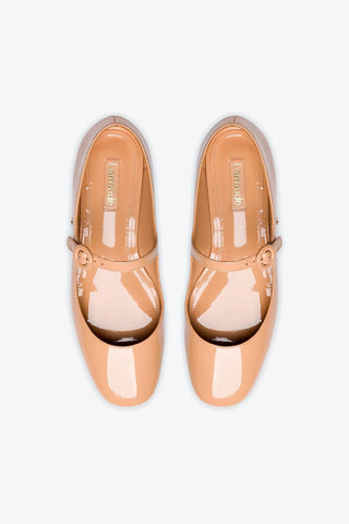 Blair Ballet Flat In Tan Patent Leather