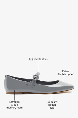 Blair Ballet Flat Titanium Patent Leather Ballet Larroudé