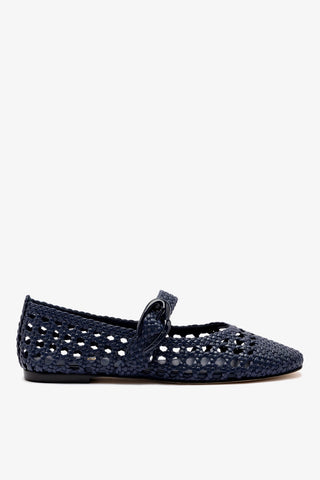 Verona Macrame Ballet Flat In Navy Leather