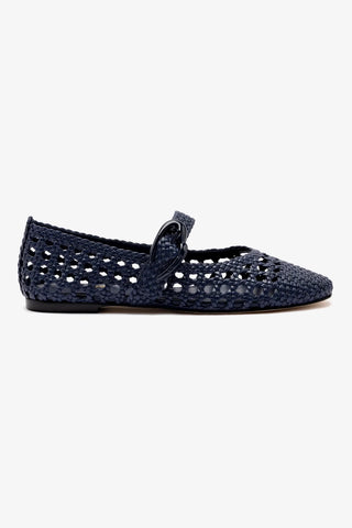 Verona Macrame Ballet Flat In Navy Leather