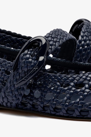 Verona Macrame Ballet Flat In Navy Leather