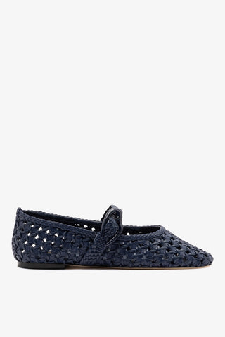 Verona New Macrame Ballet Flat In Navy Leather