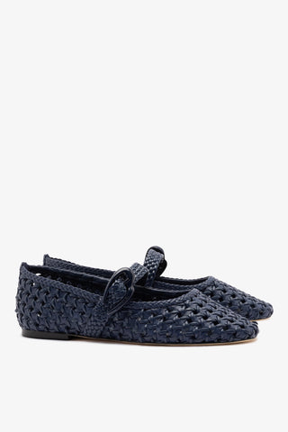 Verona New Macrame Ballet Flat In Navy Leather