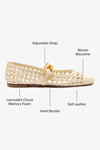 Verona Macrame Ballet Flat In Ivory Leather