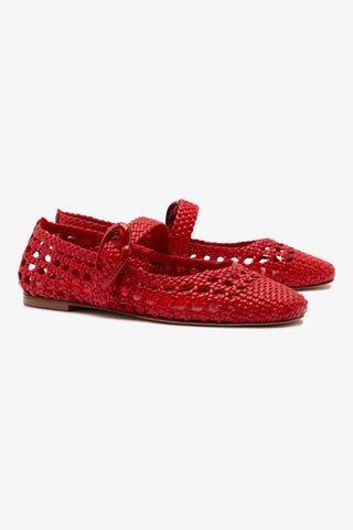 Verona Macrame Ballet Flat In Scarlet Leather