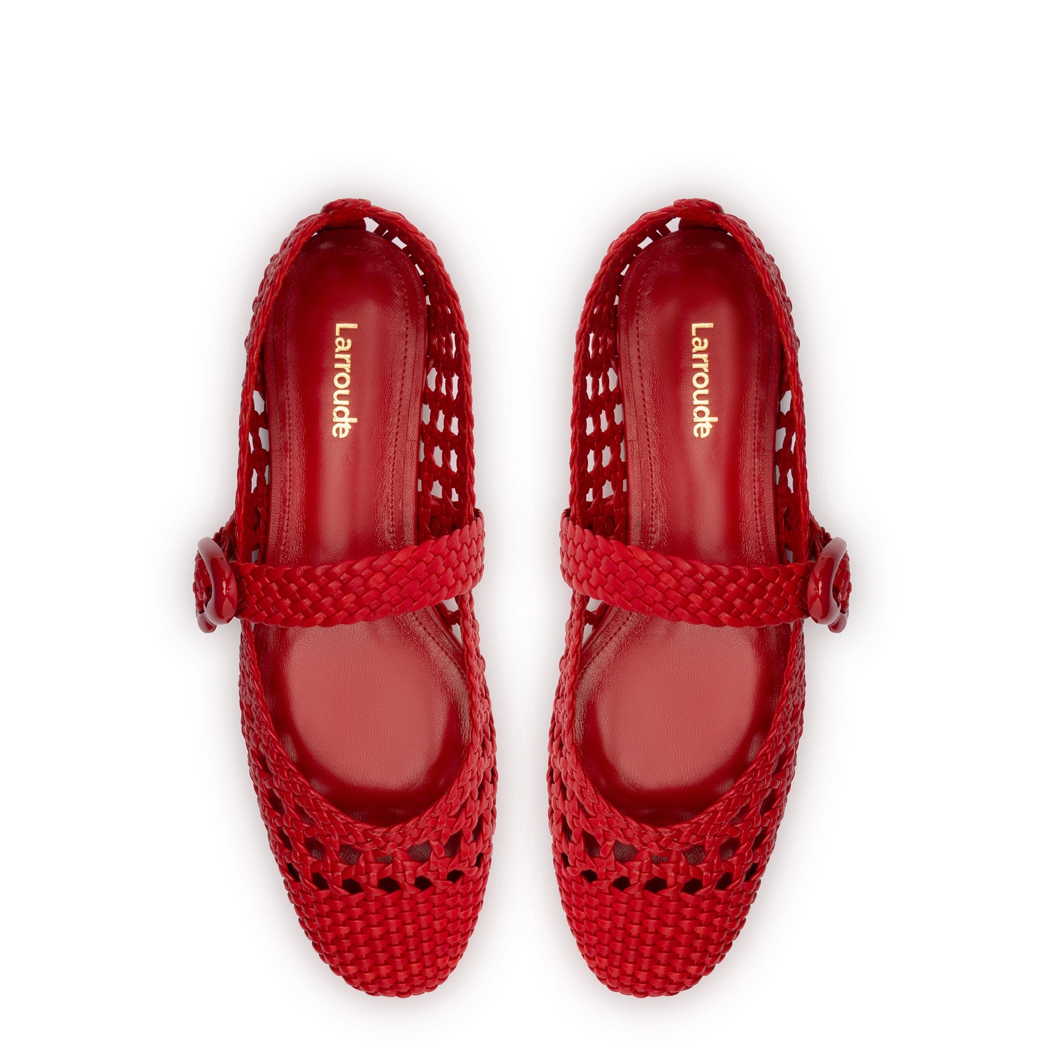 Verona Macrame Ballet Flat In Scarlet Leather