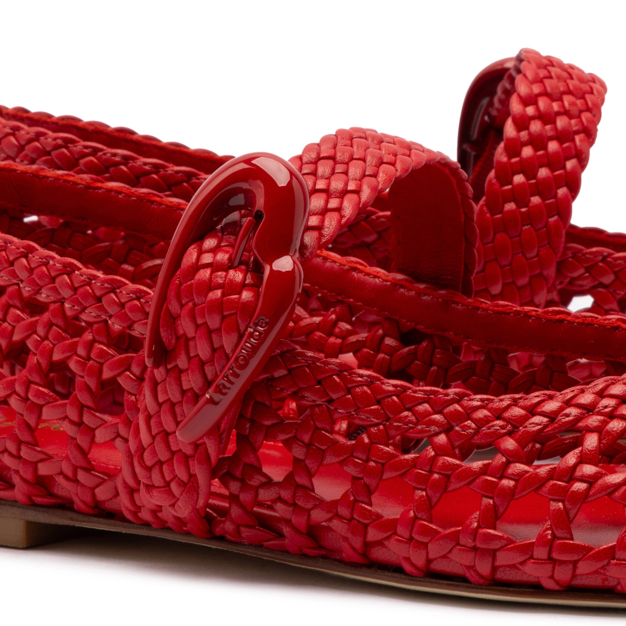 Verona Macrame Ballet Flat In Scarlet Leather