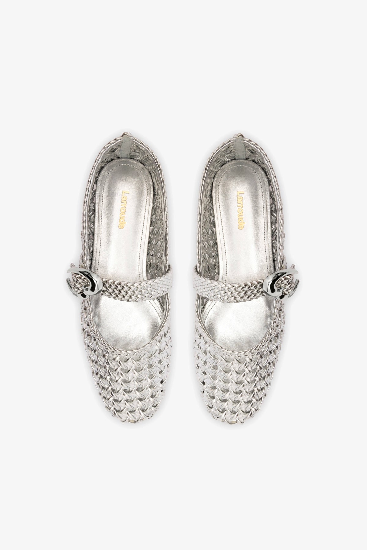 Verona Macrame Ballet Flat In SIlver Metallic Leather - Flats Verona Macrame Ballet Flat In SIlver Metallic Leather - Flats