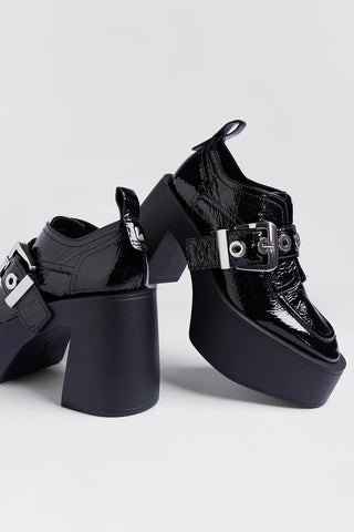 Stewart Platform Loafer Black Patent Leather Loafer Larroudé