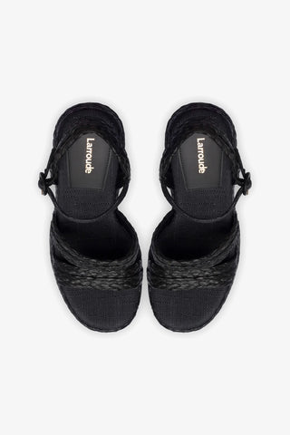 Carmen Platform Sandal In Black Raffia