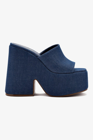 Wanda Platform Mule In Blue Denim