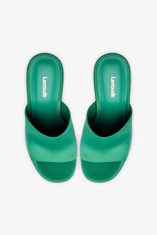 Wanda Platform Mule In Green Satin