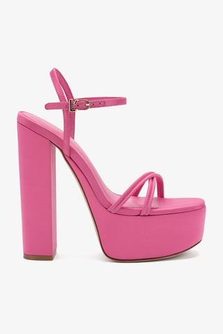 Annie Platform Sandal In Pink Satin