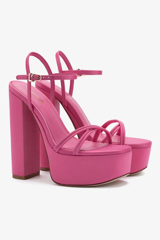 Annie Platform Sandal In Pink Satin