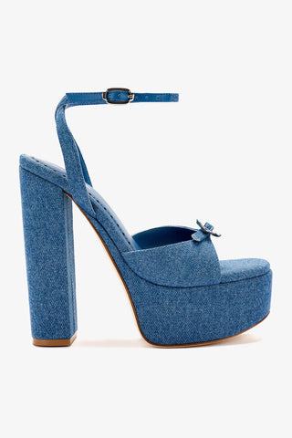 Daisy Platform In Blue Stoned Denim