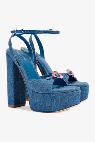 Daisy Platform In Blue Stoned Denim