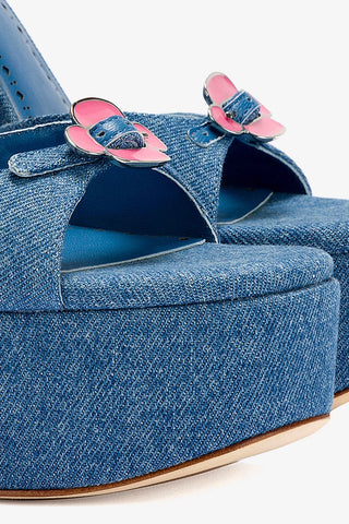 Daisy Platform In Blue Stoned Denim