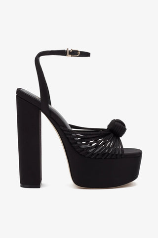 Valerie Platform Sandal In Black Satin