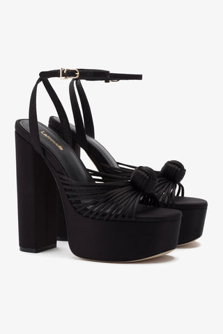 Valerie Platform Sandal In Black Satin