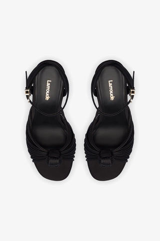 Valerie Platform Sandal In Black Satin