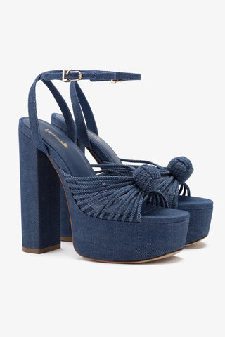 Valerie Platform Sandal In Blue Denim