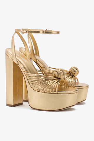 Valerie Platform Sandal In Gold Metallic Leather