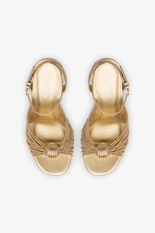 Valerie Platform Sandal In Gold Metallic Leather