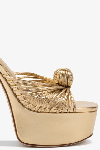 Valerie Platform Sandal In Gold Metallic Leather