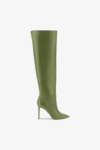 Larroudé x Jennifer Fisher Boot In Martini Green Leather