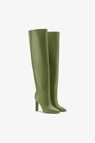 Larroudé x Jennifer Fisher Boot In Martini Green Leather