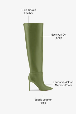 Larroudé x Jennifer Fisher Boot In Martini Green Leather