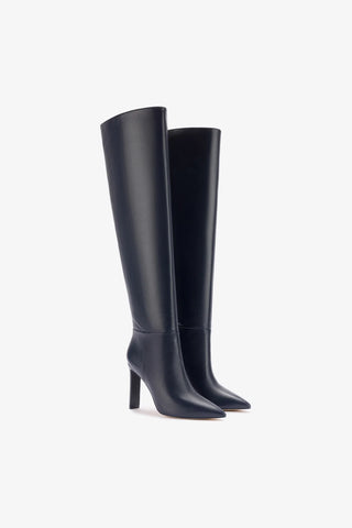 Larroudé x Jennifer Fisher Boot In Inky Blue Leather