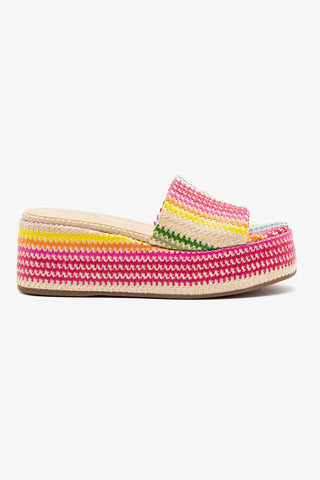 Alex Flatform Mule In Rainbow Raffia