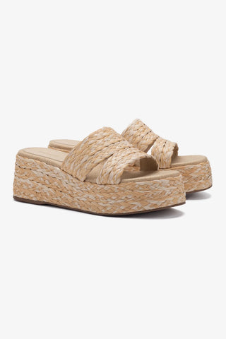 Ash Flatform Sandal In Natural Raffia