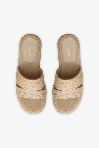 Ash Flatform Sandal In Natural Raffia