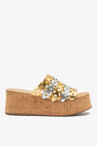 Charli Mule In Gold and Silver Metallic Leather