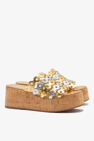 Charli Mule In Gold and Silver Metallic Leather