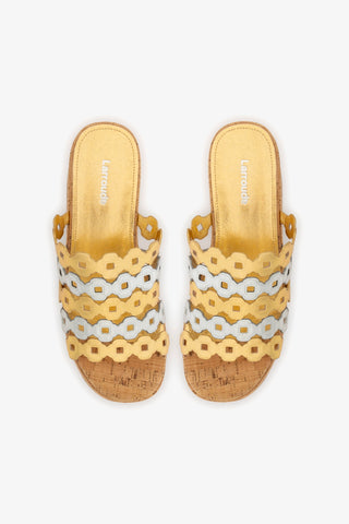 Charli Mule In Gold and Silver Metallic Leather