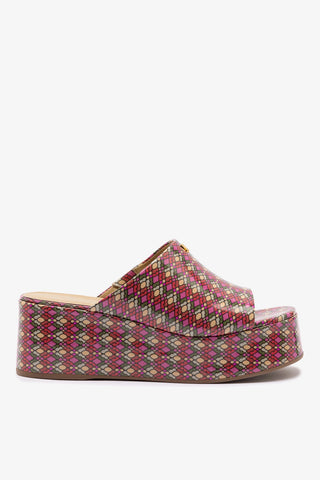 Charli Mule In Pink Vichy Patent Leather