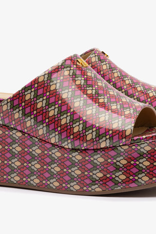 Charli Mule In Pink Vichy Patent Leather