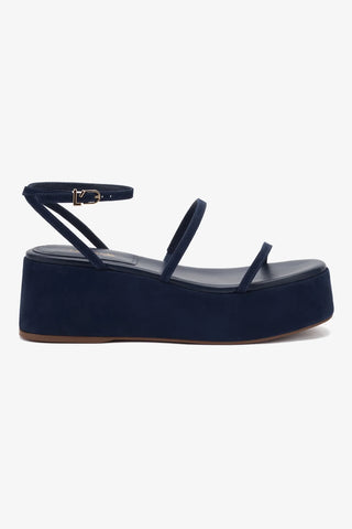 Gio Flatform Sandal In Navy Suede