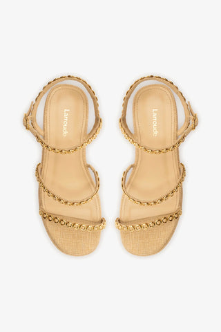 Gio Milanina Flatform Sandal In Beige Raffia