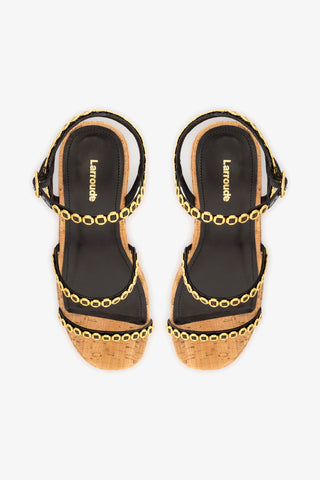 Gio Milanina Flatform In Black Patent Leather and Natural Cork