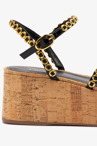 Gio Milanina Flatform In Black Patent Leather and Natural Cork