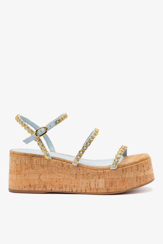 Gio Milanina Flatform In Maya Denim and Natural Cork
