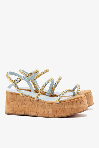 Gio Milanina Flatform In Maya Denim and Natural Cork