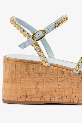 Gio Milanina Flatform In Maya Denim and Natural Cork